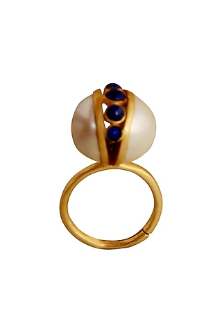 Gold Plated Blue Lapis Necklace by Zariin