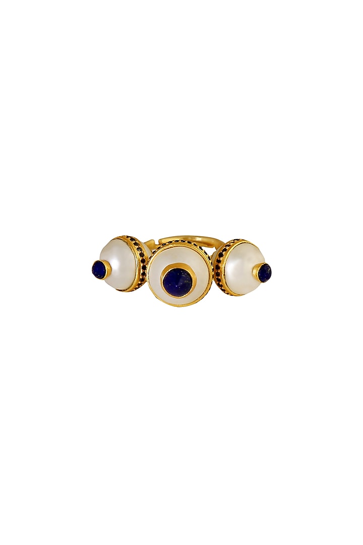 Gold Plated Blue Lapiz Ring by Zariin at Pernia's Pop Up Shop