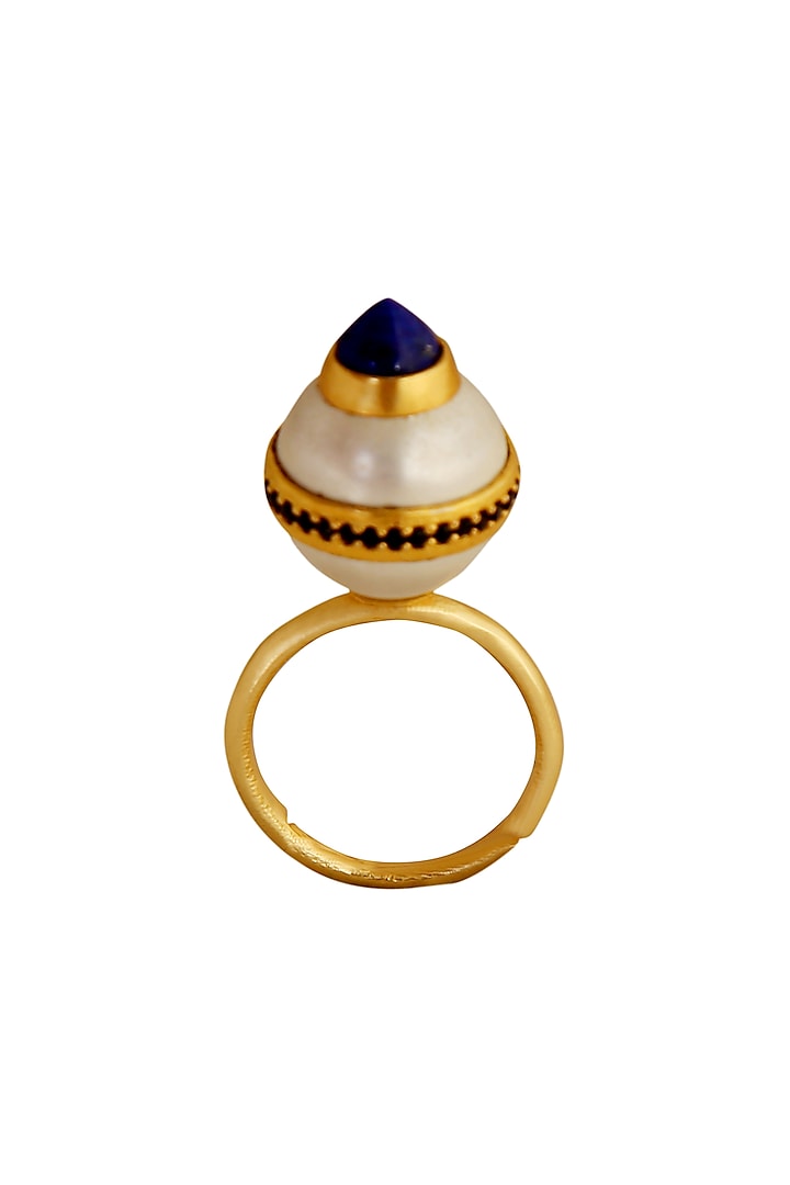Gold Plated Pearl Ring by Zariin