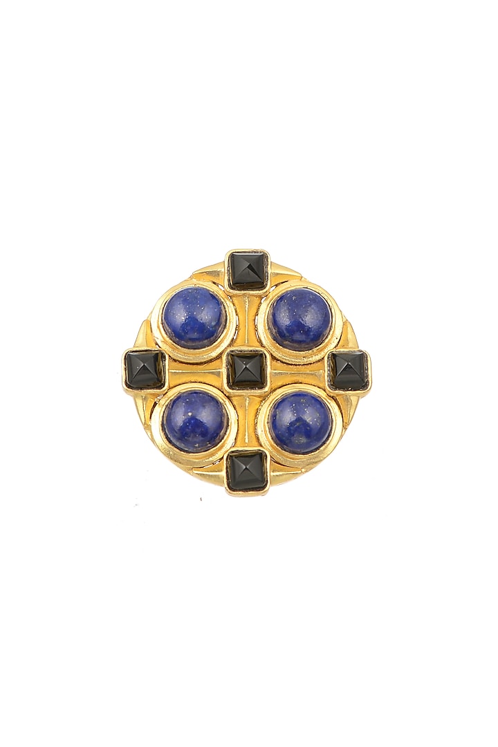 Gold Plated Blue Lapis Brooch by Zariin