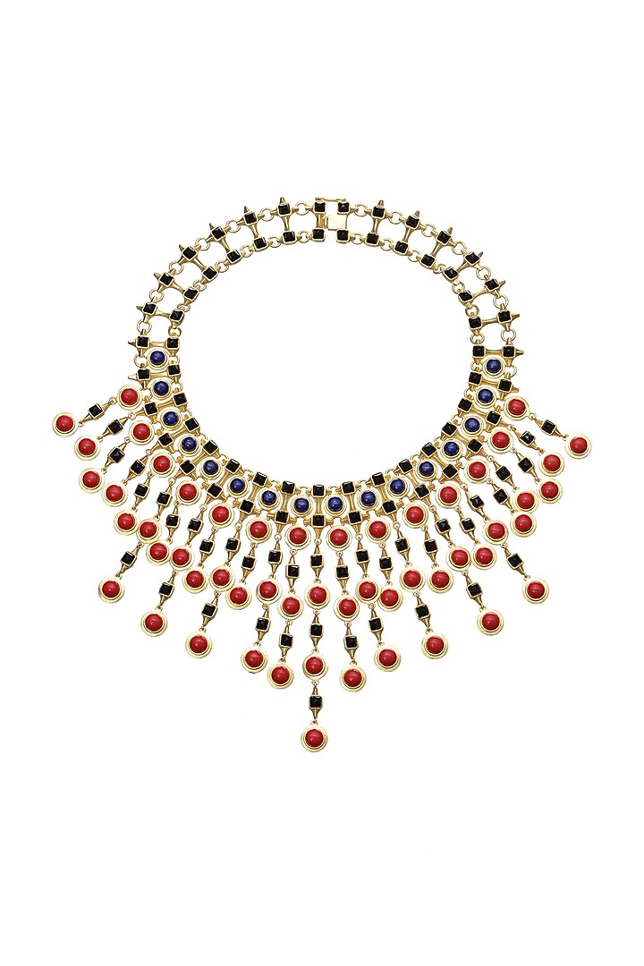 Gold Plated Coral Necklace by Zariin