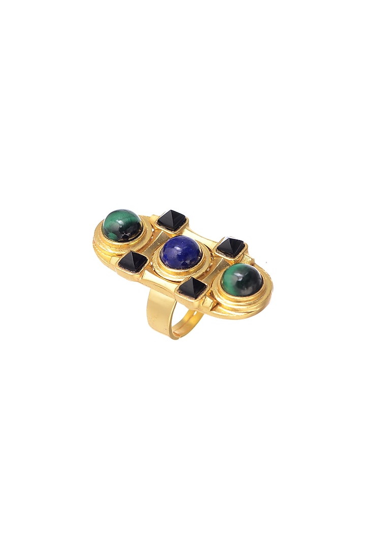 Gold Plated Malachite Ring by Zariin at Pernia's Pop Up Shop