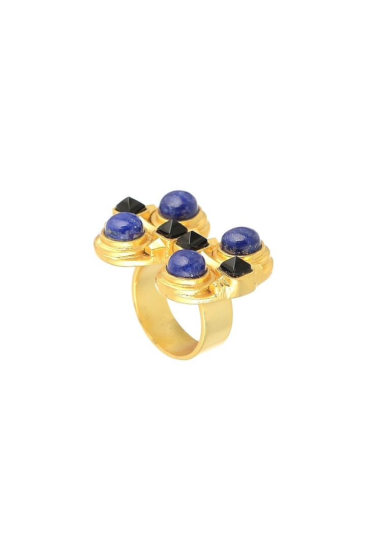 Gold Plated Blue Lapis Ring by Zariin at Pernia's Pop Up Shop