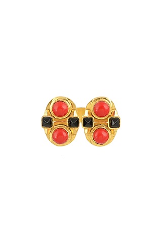 Gold Plated Black Onyx Ring by Zariin