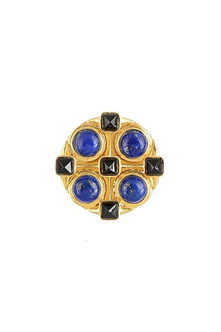 Gold Finish Black Onyx Ring by Zariin