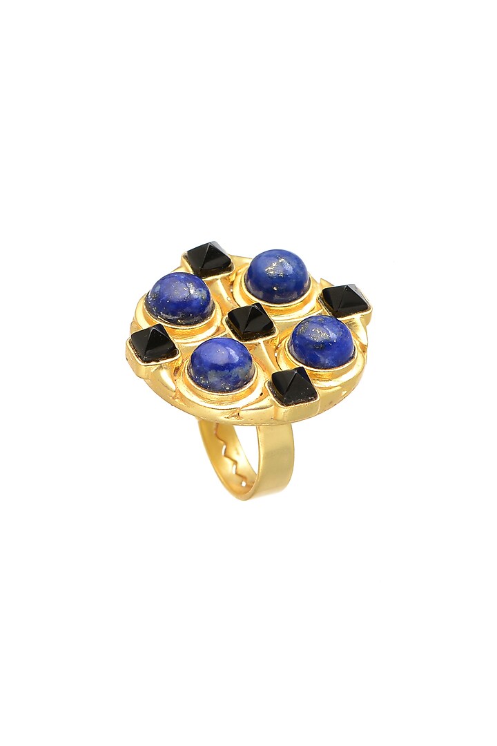 Gold Finish Black Onyx Ring by Zariin at Pernia's Pop Up Shop