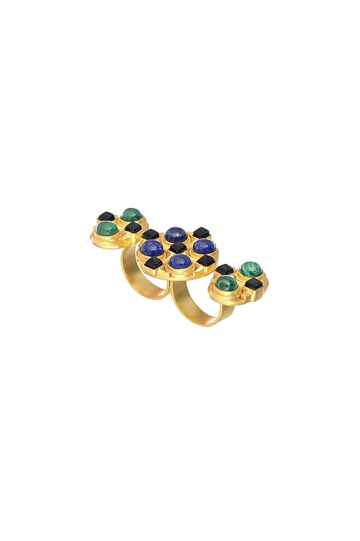 Gold Finish Malachite Ring by Zariin at Pernia's Pop Up Shop