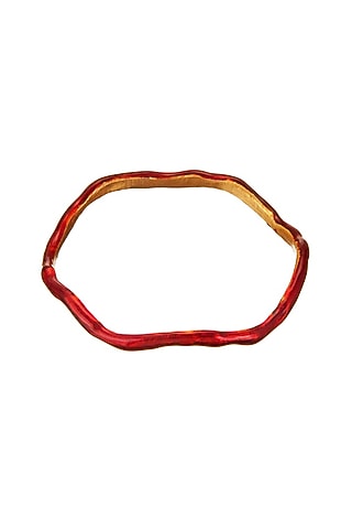 Gold Finish Red Bangle by Zariin
