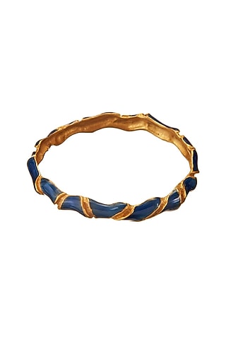 Gold Finish Enamel Bangle by Zariin