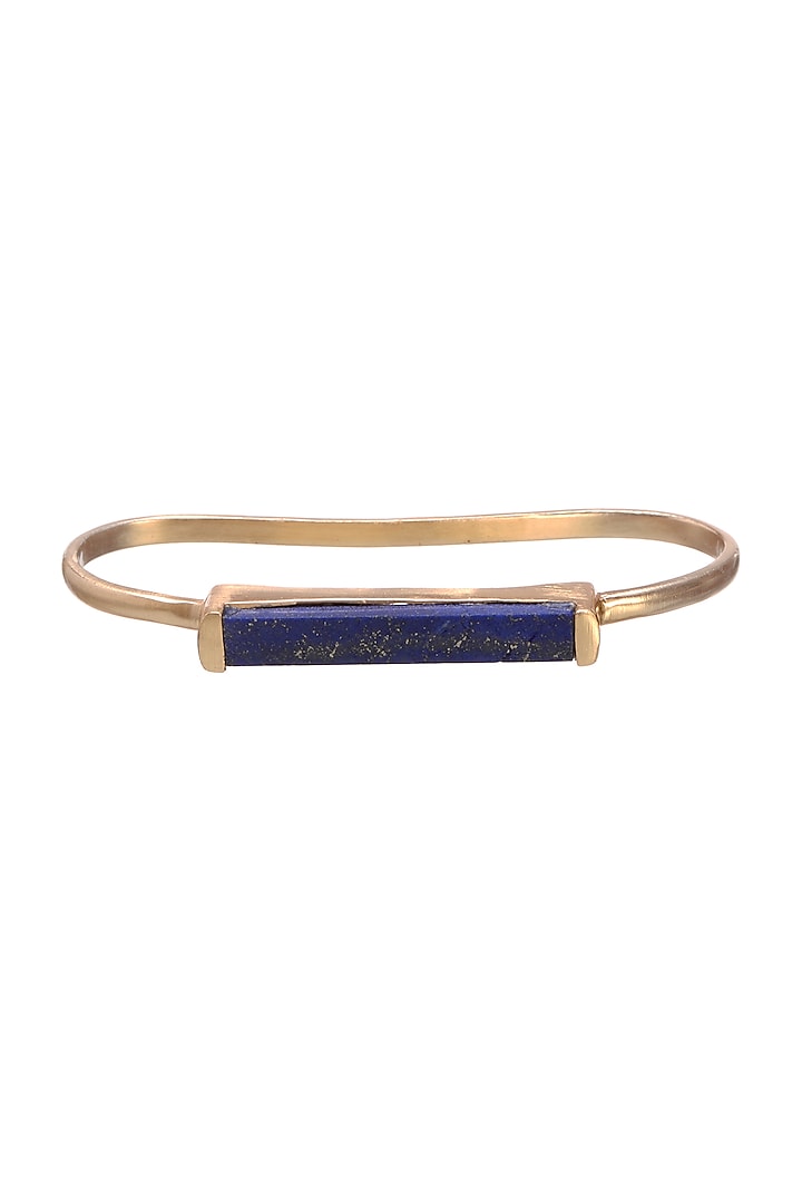 Gold Finish Blue Lapis Cuff Bracelet by Zariin