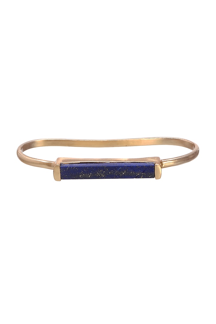 Gold Finish Blue Lapis Cuff Bracelet by Zariin at Pernia's Pop Up Shop