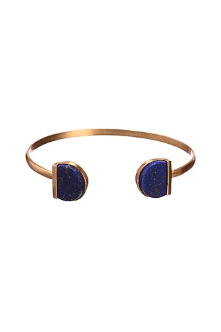 Gold Finish Lapis Bangle by Zariin