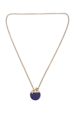 Gold Finish Blue Lapis Necklace by Zariin