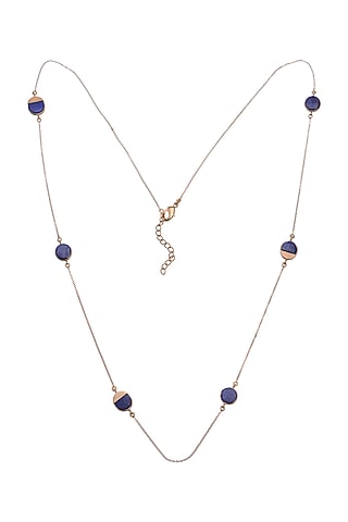 Gold Finish Necklace With Blue Lapis by Zariin