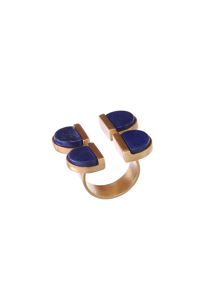 Gold Finish Lapis Ring by Zariin at Pernia's Pop Up Shop