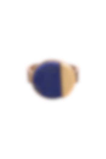 Gold Finish Ring With Blue Lapis by Zariin