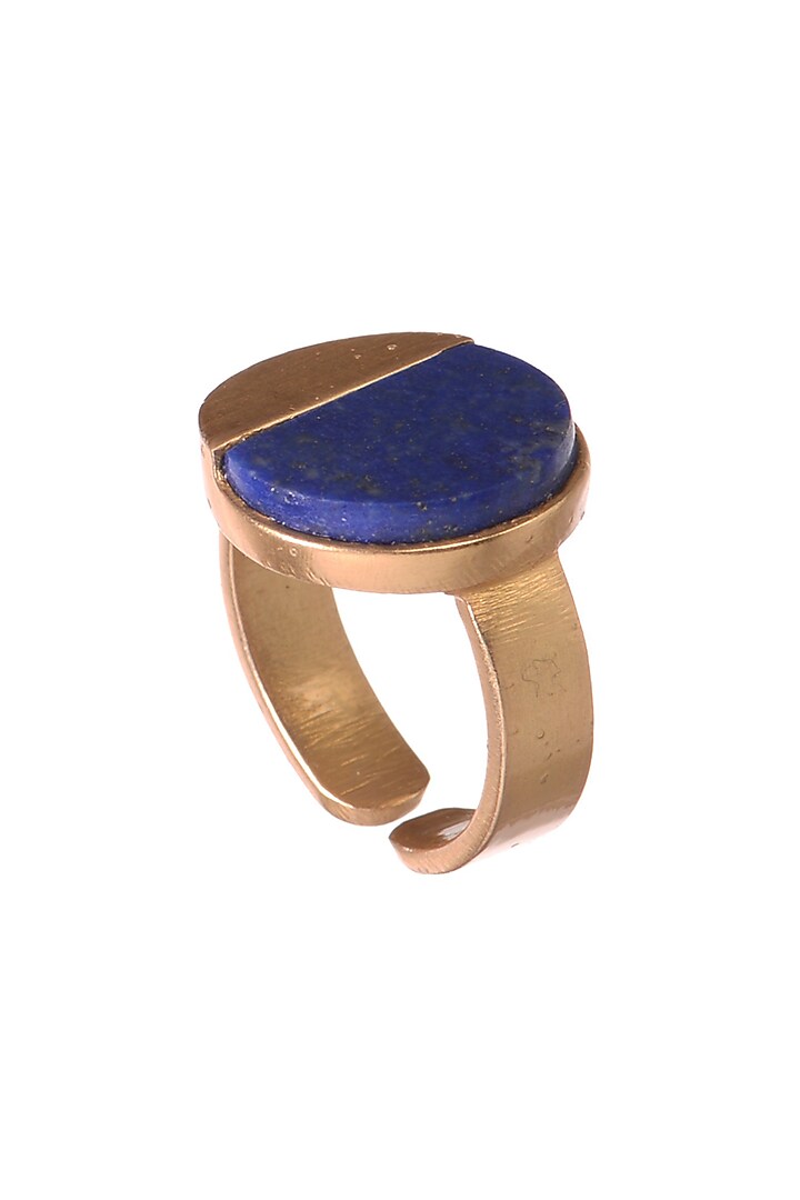 Gold Finish Ring With Blue Lapis by Zariin at Pernia's Pop Up Shop