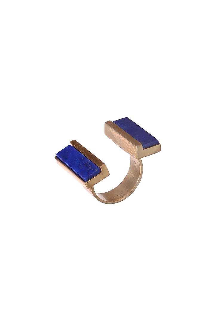Gold Finish Ring With Lapis by Zariin at Pernia's Pop Up Shop