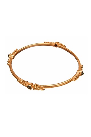 Rose Gold Finish Black Onyx Bangle by Zariin