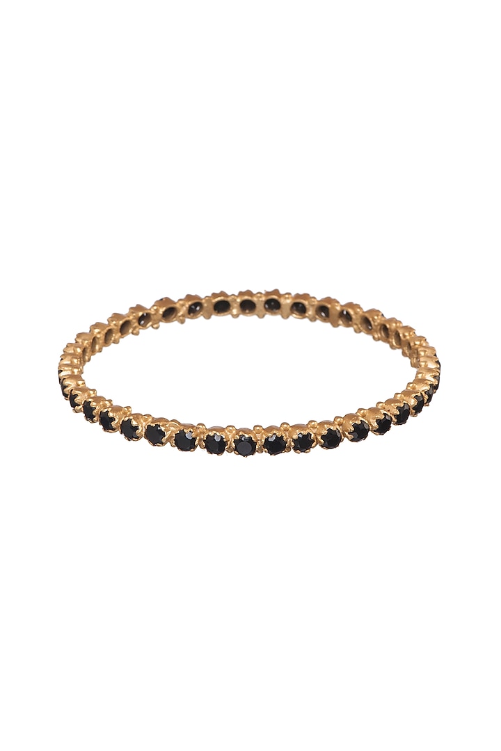 Gold Finish Black Onyx Bangle by Zariin at Pernia's Pop Up Shop