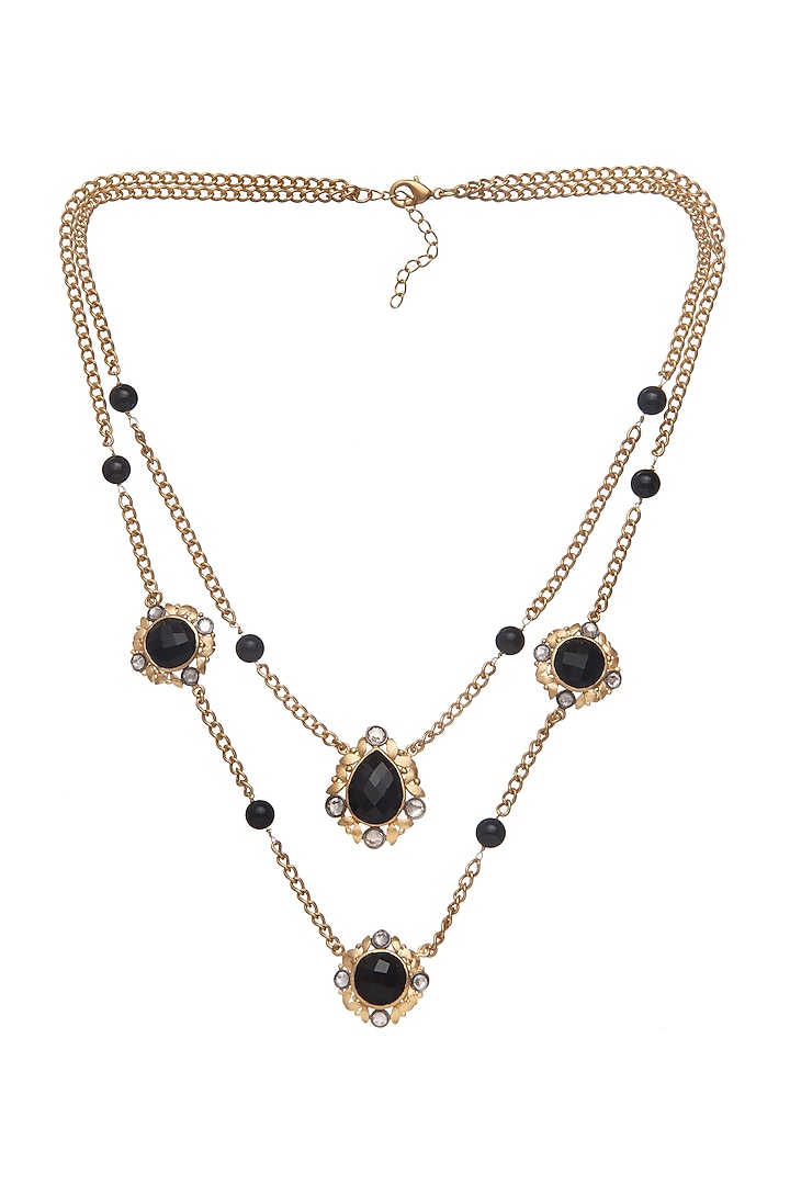 Gold Finish Necklace With Black Onyx by Zariin at Pernia's Pop Up Shop