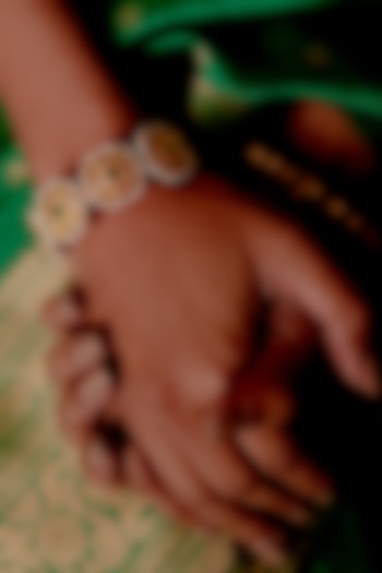 Gold Plated Green & Champagne Cz Bracelet by Zariin at Pernia's Pop Up Shop