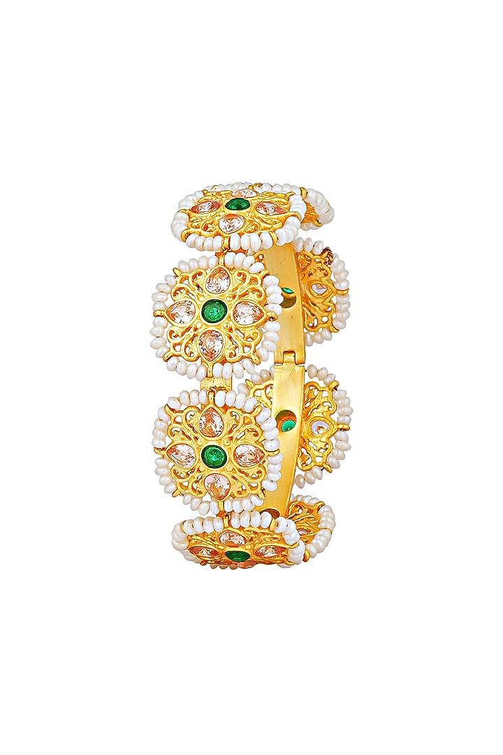 Gold Plated Green & Champagne Cz Bracelet by Zariin at Pernia's Pop Up Shop