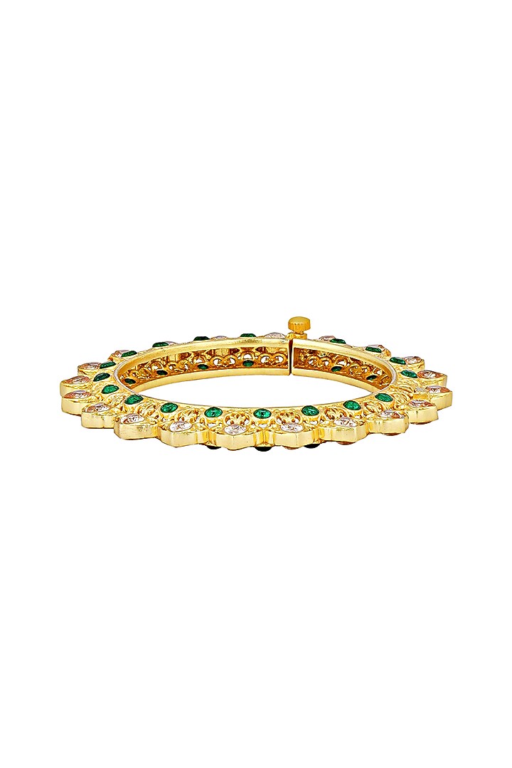 Gold Plated Green & Champagne Cz Bangle by Zariin at Pernia's Pop Up Shop