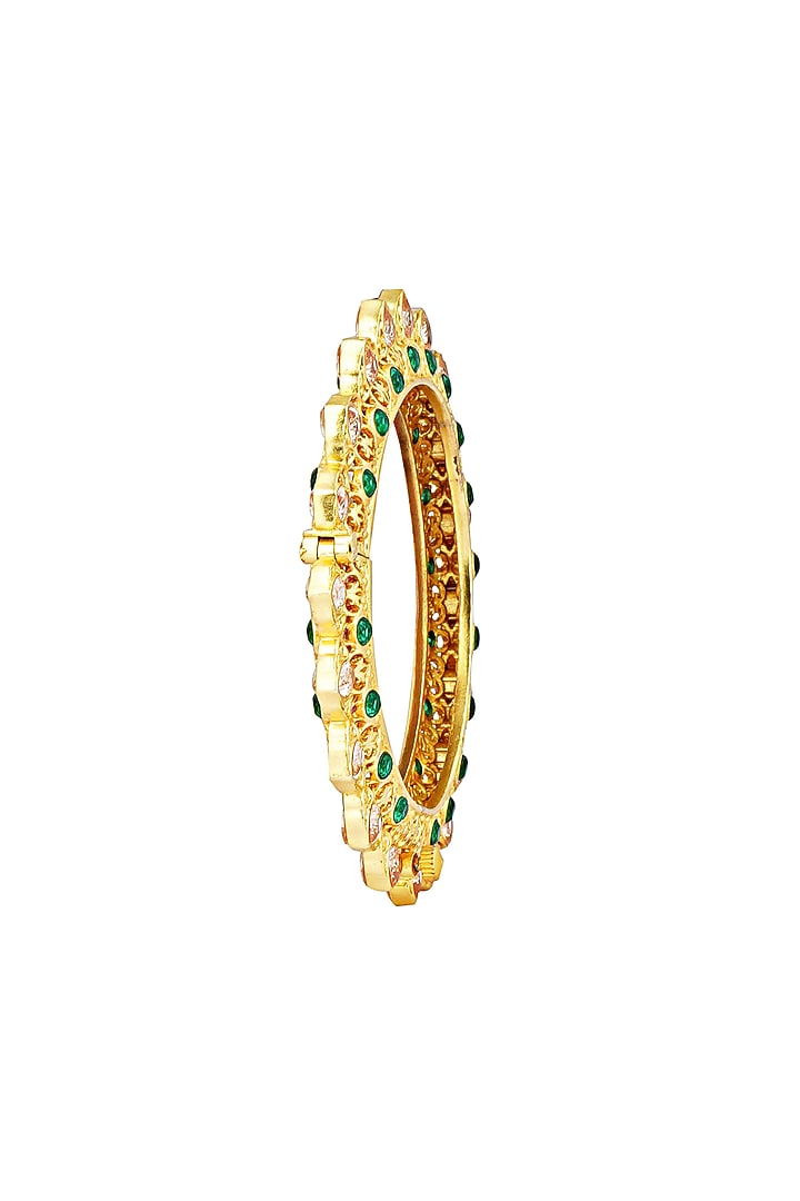 Gold Plated Green & Champagne Cz Bangle by Zariin at Pernia's Pop Up Shop