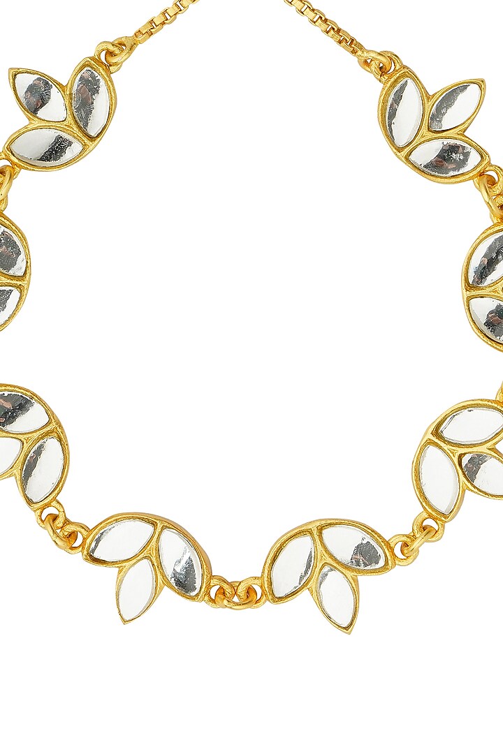 Gold Plated Lotus Mirror Polki Motifs Bracelet by Zariin at Pernia's Pop Up Shop
