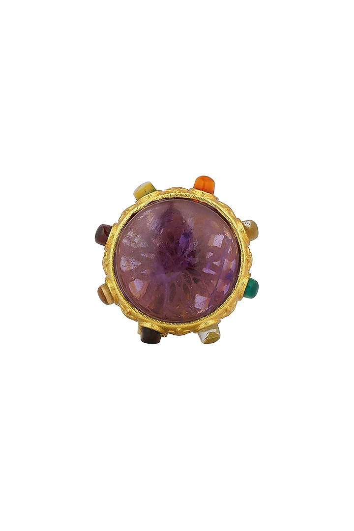 Gold Finish Navratna Stone Ring by Zariin at Pernia's Pop Up Shop