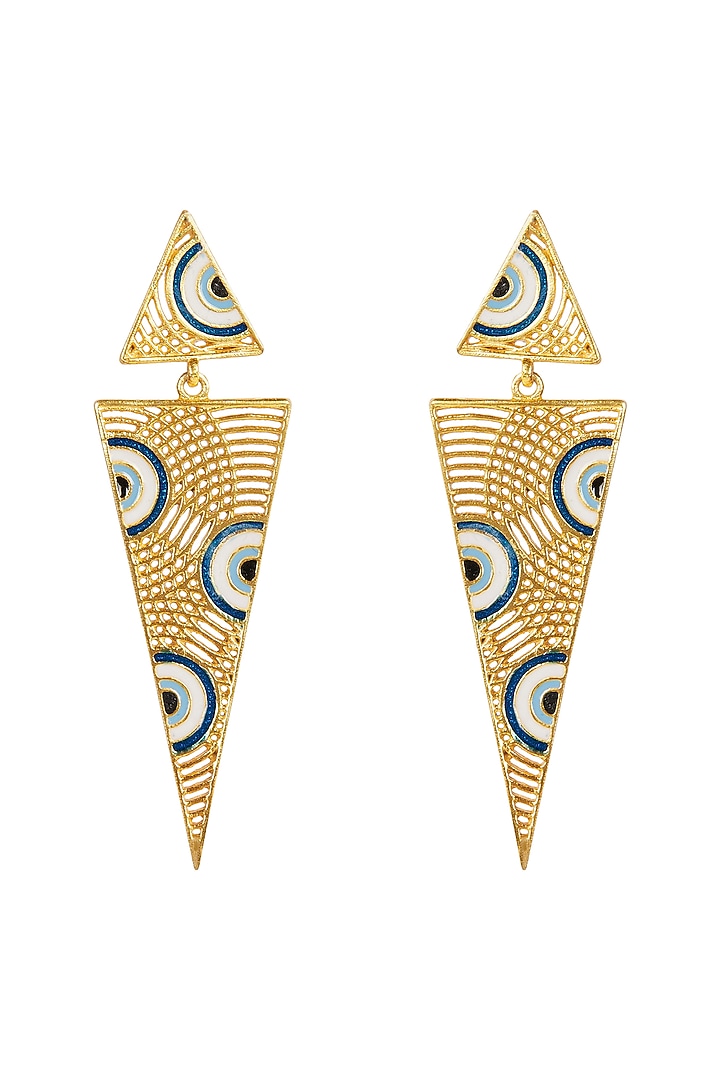 Gold Plated Evil Eye Enameled Earrings by Zariin at Pernia's Pop Up Shop