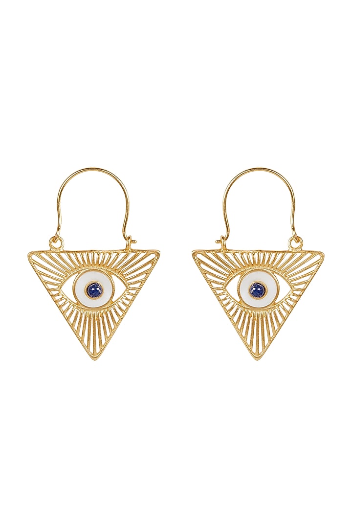 Gold Plated Blue Lapis Stud Earrings by Zariin at Pernia's Pop Up Shop