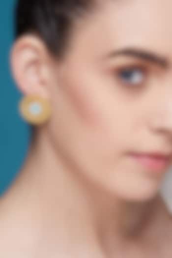 Gold Plated Enameled Stud Earrings by Zariin