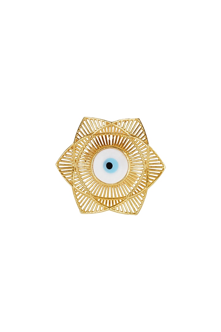 Gold Plated Blue Enameled Ring by Zariin at Pernia's Pop Up Shop