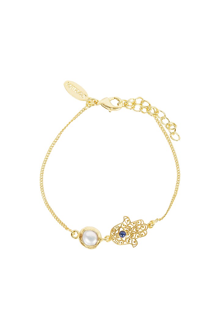 Gold Plated Hand Of Hamsa Bracelet by Zariin at Pernia's Pop Up Shop