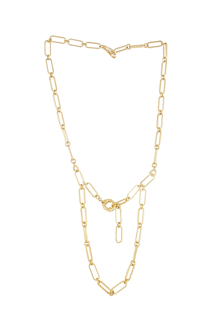 Gold Plated Spectacle Chain Necklace by Zariin