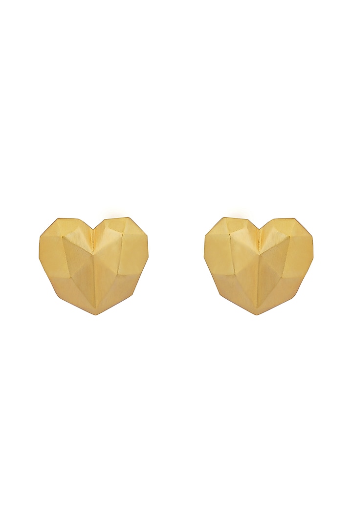 Gold Plated Heart Stud Earrings by Zariin at Pernia's Pop Up Shop