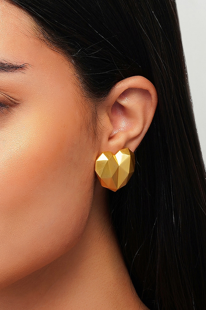 Gold Plated Heart Stud Earrings by Zariin at Pernia's Pop Up Shop