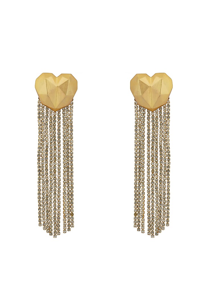 Gold Plated Heart Dangler Earrings by Zariin at Pernia's Pop Up Shop