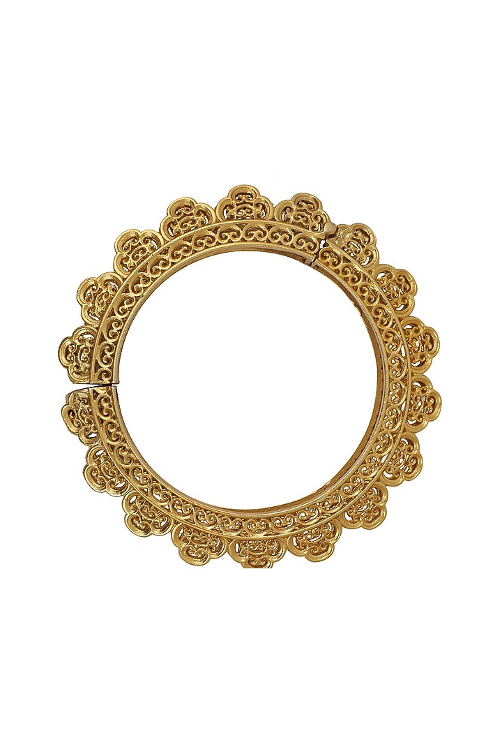 Gold Plated Freshwater Pearl Kada Bangle by Zariin at Pernia's Pop Up Shop