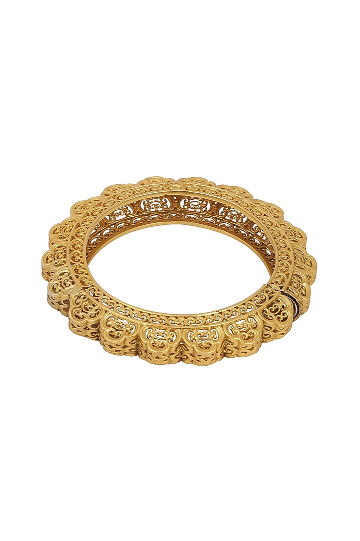 Gold Plated Freshwater Pearl Kada Bangle by Zariin at Pernia's Pop Up Shop
