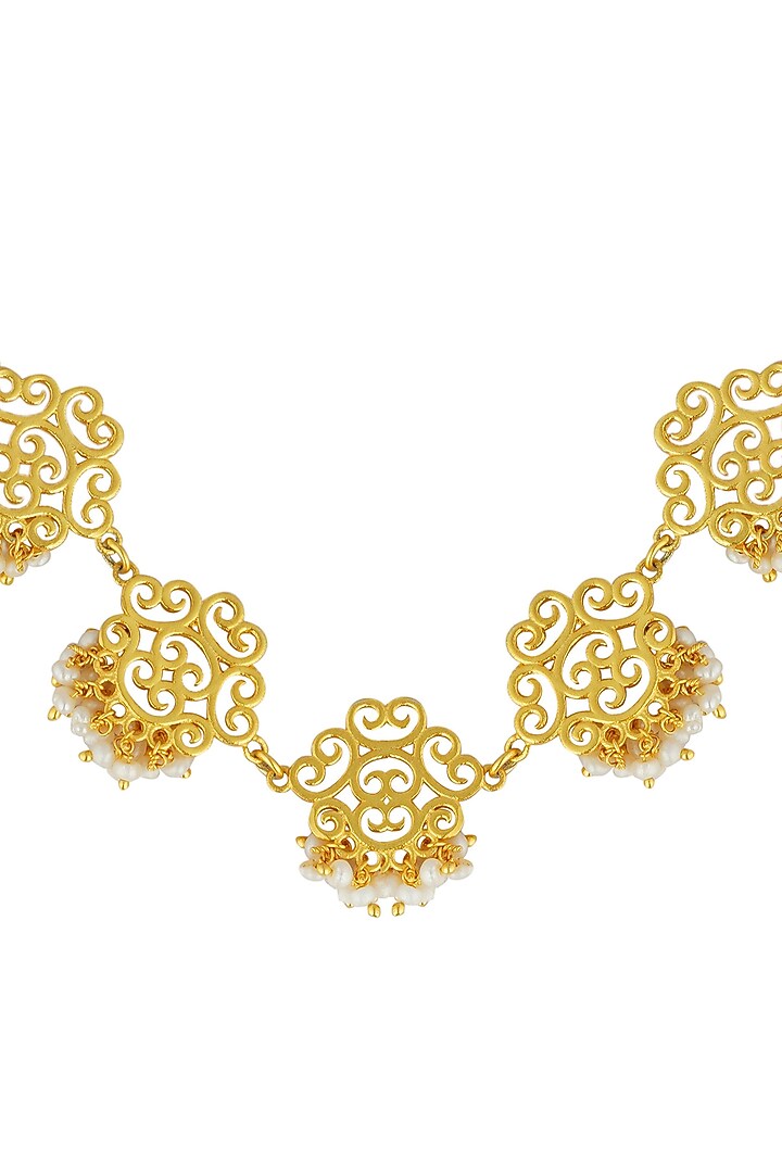 Gold Plated Handcrafted Pearl Bead Necklace by Zariin at Pernia's Pop Up Shop