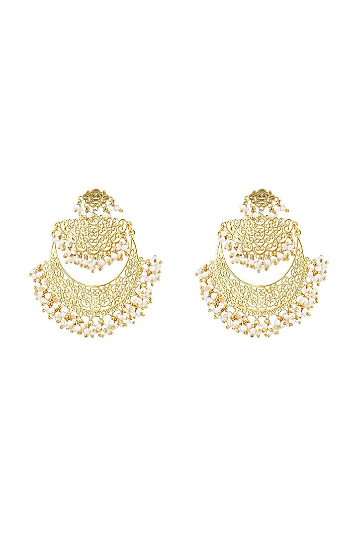 Gold Plated Pearls Drop Earrings by Zariin at Pernia's Pop Up Shop