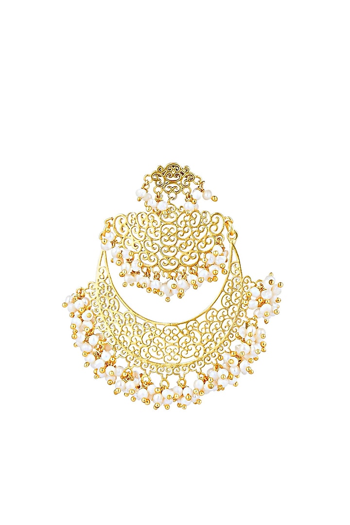 Gold Plated Pearls Drop Earrings by Zariin at Pernia's Pop Up Shop