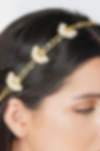 Gold Plated Handcrafted Pearl Mathapatti by Zariin at Pernia's Pop Up Shop