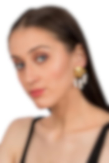 Gold Plated Pearl Stud Earrings by Zariin at Pernia's Pop Up Shop