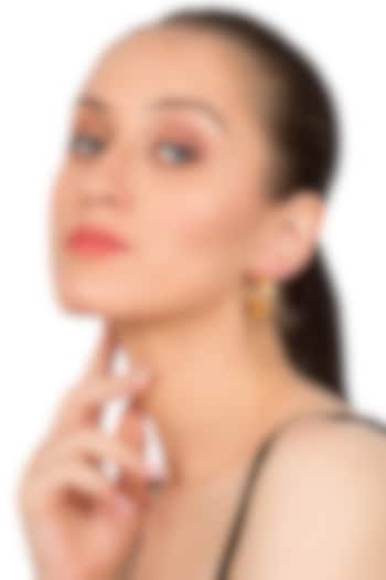 Gold Plated Hoop Earrings With Synthetic Sapphire by Zariin at Pernia's Pop Up Shop