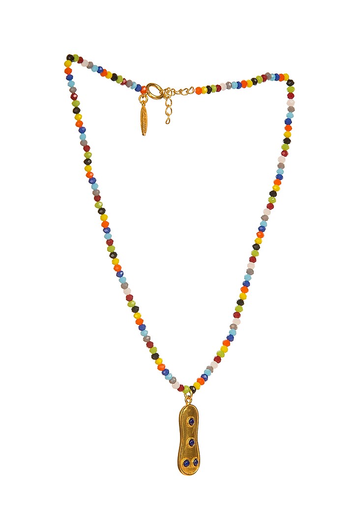 Gold Plated Beaded Pendant Necklace by Zariin at Pernia's Pop Up Shop