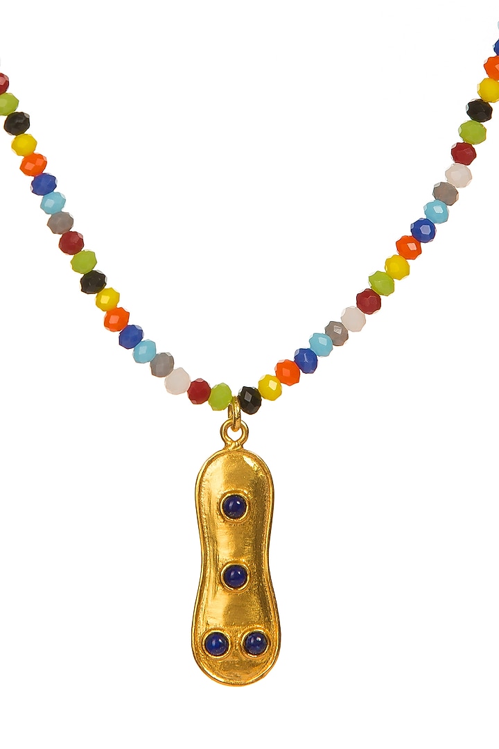 Gold Plated Beaded Pendant Necklace by Zariin at Pernia's Pop Up Shop